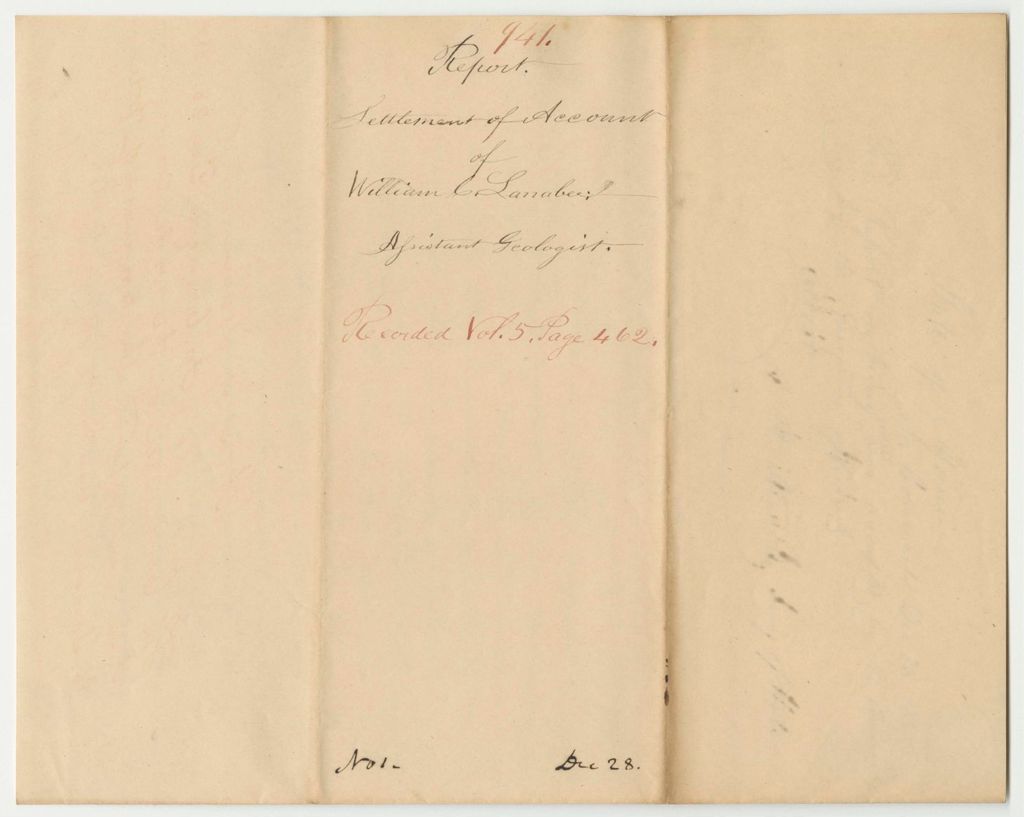 Miniature of Report 941: Report on the Settlement of Account with William C. Larrabee, Assistant General