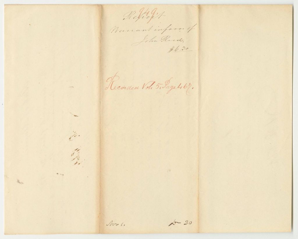 Miniature of Report 949: Warrant in Favor of John Reed, Superintendant of Public Buildings