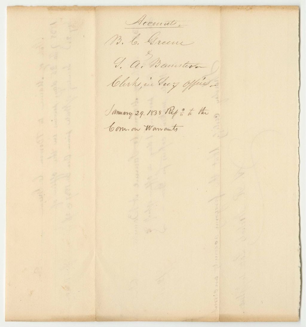 Miniature of Accounts of Bowen C. Greene and Samuel A. Bannister, Clerks in the Secretary of State's Office
