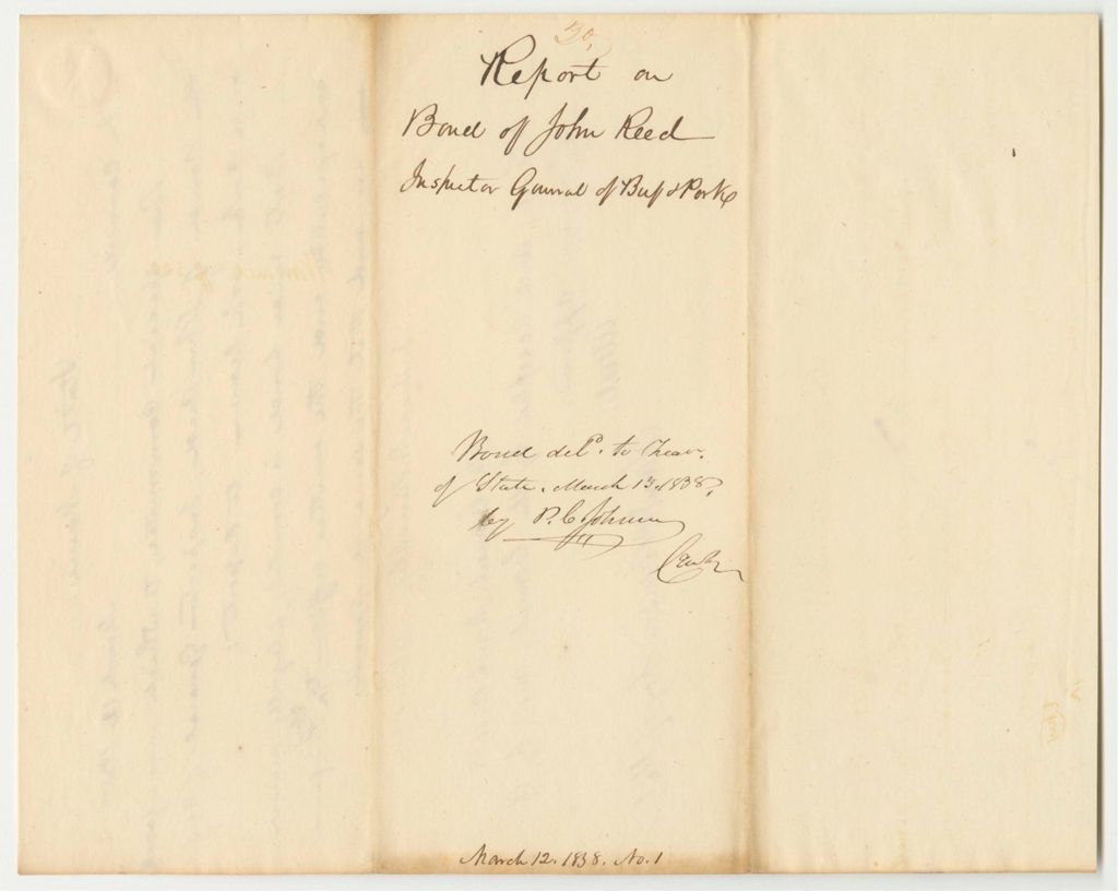 Miniature of Report 30: Report on the Bond of John Reed, Inspector General of Beef and Pork