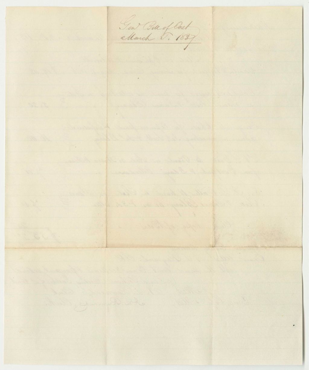Miniature of Bills of Cost at the Court of Common Pleas in Washington County, March Term 1837
