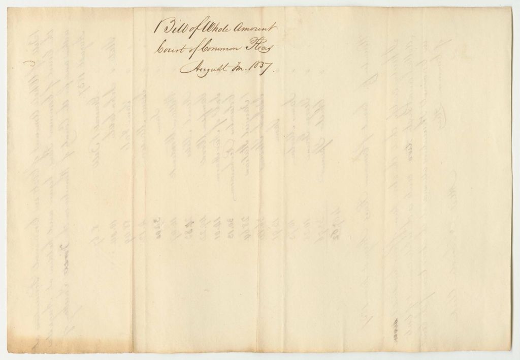 Miniature of Bills of Cost at the Court of Common Pleas in Kennebec County, AugustTerm 1837