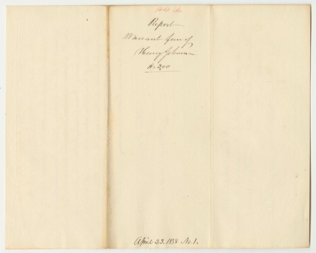 Miniature of Report 124: Warrant in Favor of Henry Johnson, Augusta Jailkeeper