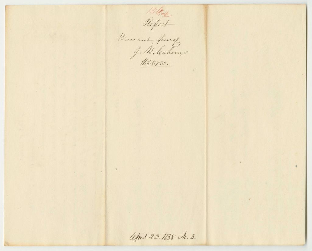 Miniature of Report 126: Warrant in Favor of James B. Cahon, State Treasurer, for the Public Debt