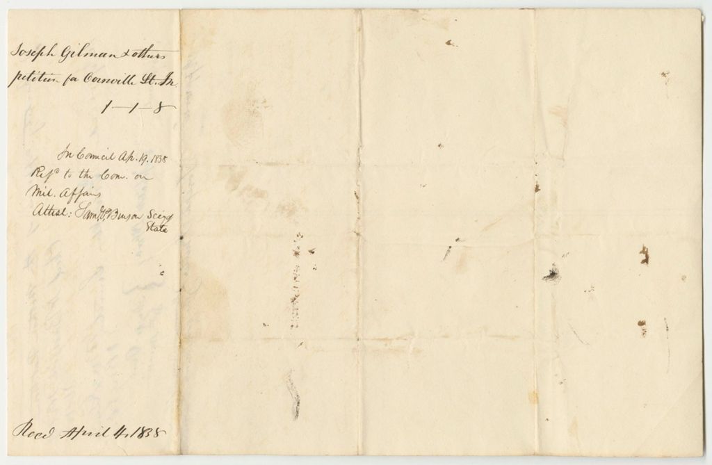 Miniature of Petition of Joseph Gilman and Others for a Company of Light Infantry in Cornville
