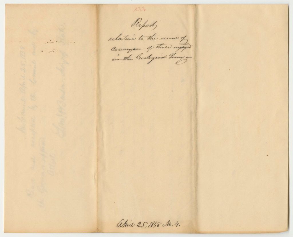 Miniature of Report 133: Report Relative to the Model of Conveyance of Those Engaged in the Geological Survey