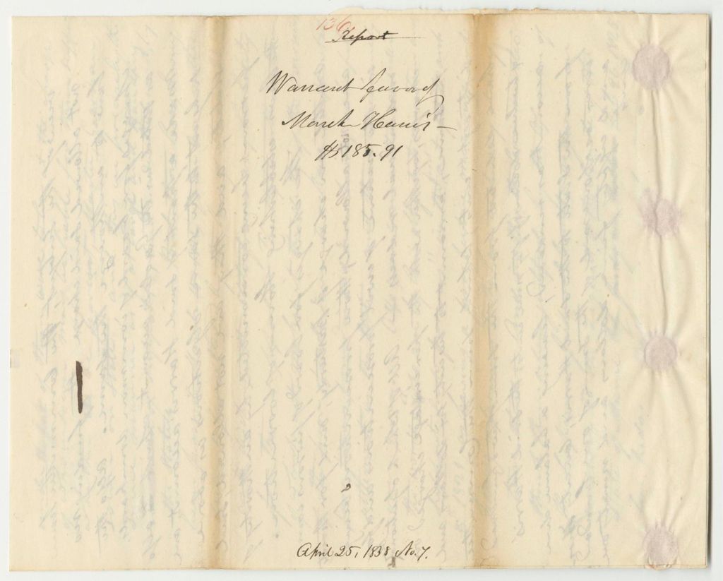 Miniature of Report 136: Warrant in Favor of Mark Harris, Cumberland County Treasurer
