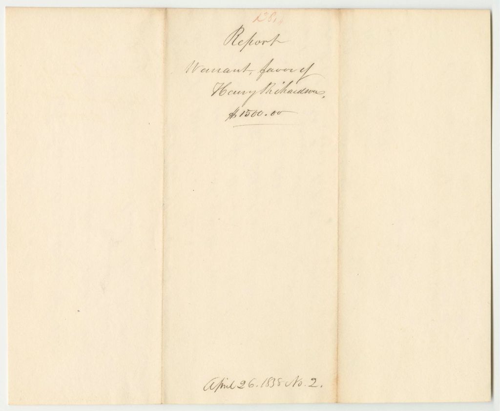 Miniature of Report 138: Warrant in Favor of Henry Richardson, Penobscot Indian Agent