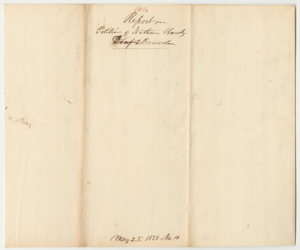 Miniature of Report 162: Report on the Petition of Nathan Hunt of Gray, That His Son Remain at the American Asylum