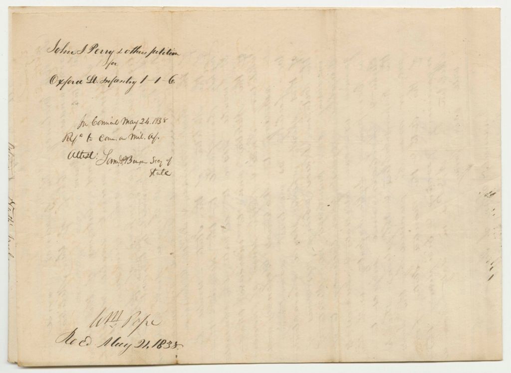 Miniature of John J. Perry and Others Petition for the Organization of a Light Infantry Company in Oxford