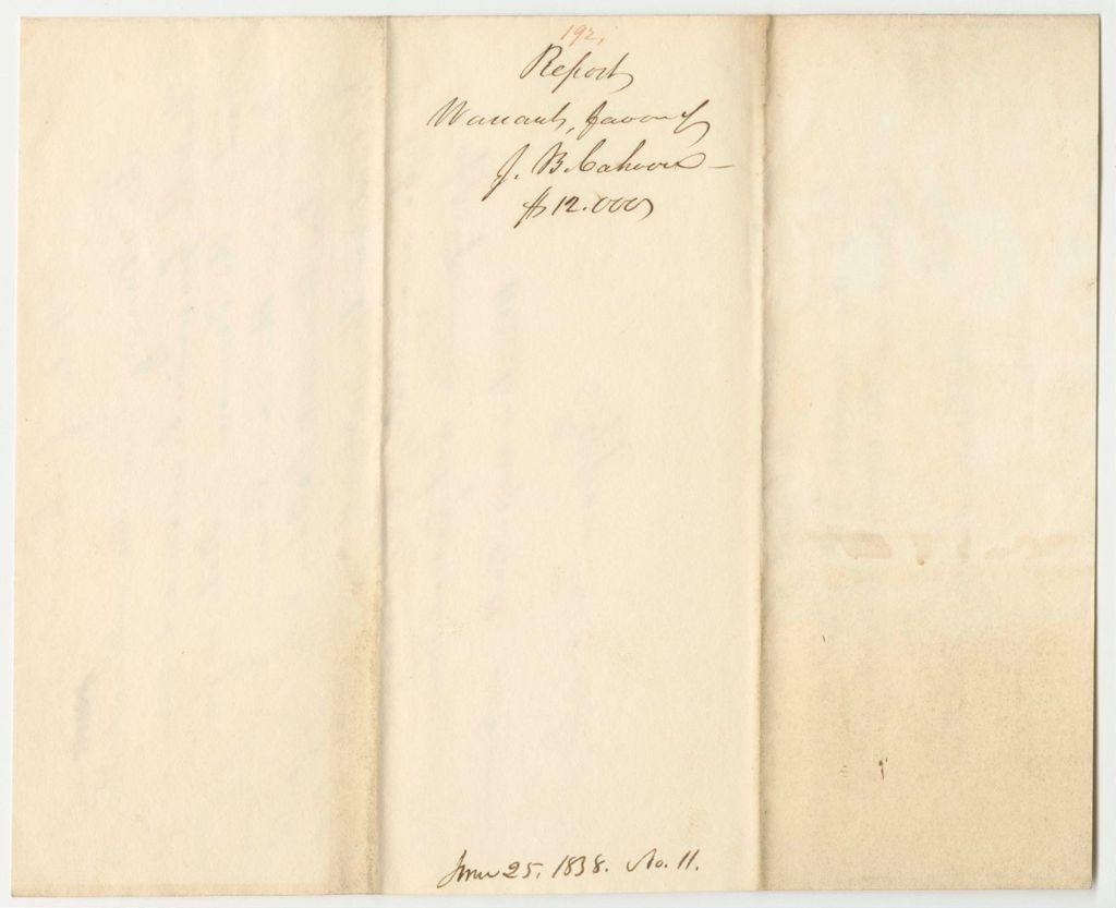 Miniature of Report 192: Warrant in Favor of James B. Cahoon, State Treasurer, for Interest on The Public Debt