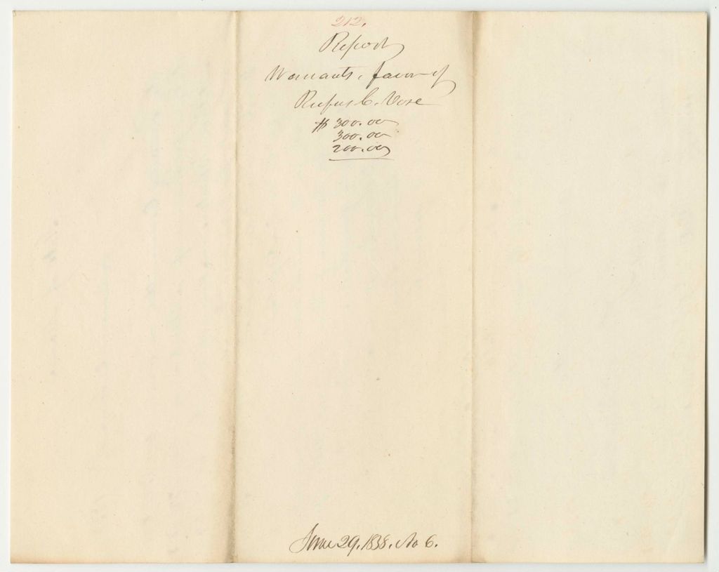 Miniature of Report 212: Warrant in Favor of Rufus C. Vose, for Gunhouses in Hallowell, Saco, and Bowdinham