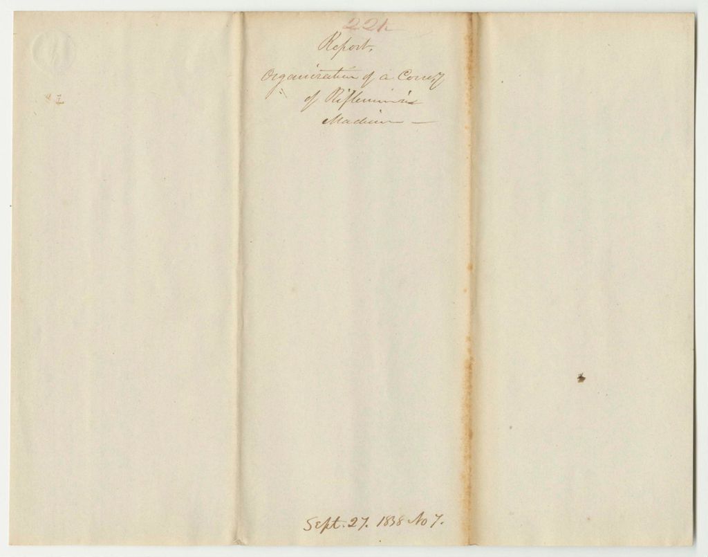 Miniature of Report 221: Report on the Organization of a Company of Riflemen in Madison
