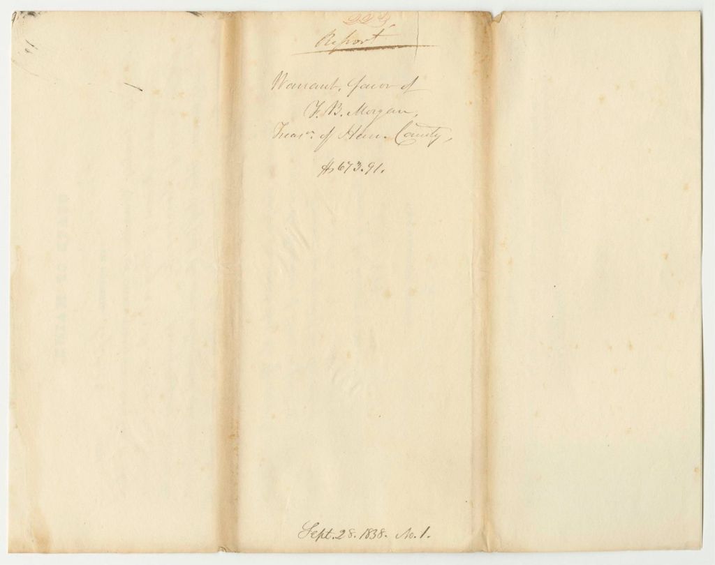 Miniature of Report 223: Warrant in Favor of Francis B. Morgan, Hancock County Treasurer