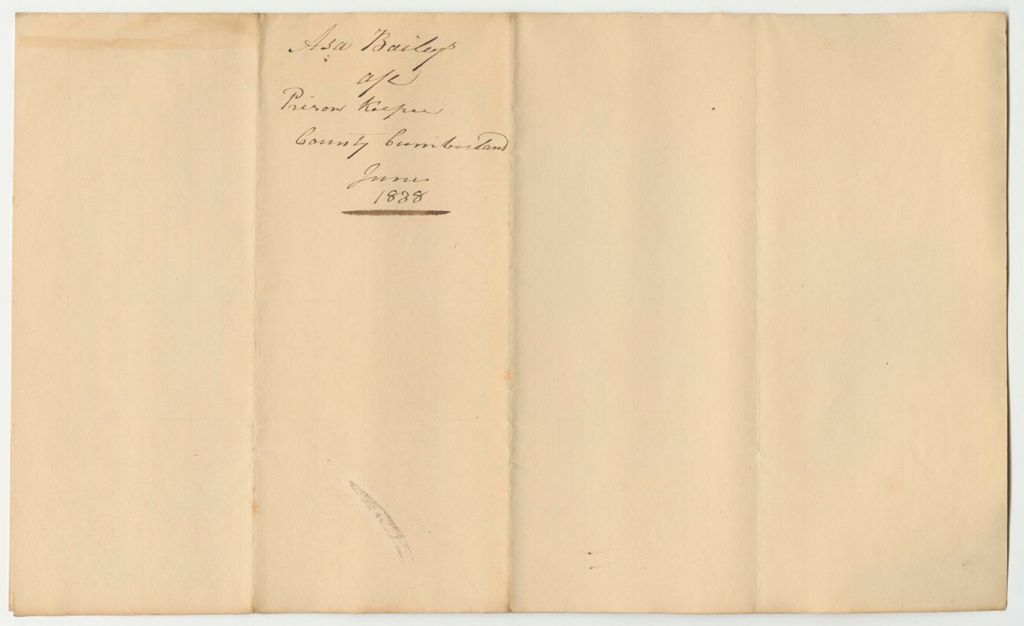 Miniature of Account of Asa Bailey for Support of Criminals in Gaol from December 20th 1837 to May 7th 1838