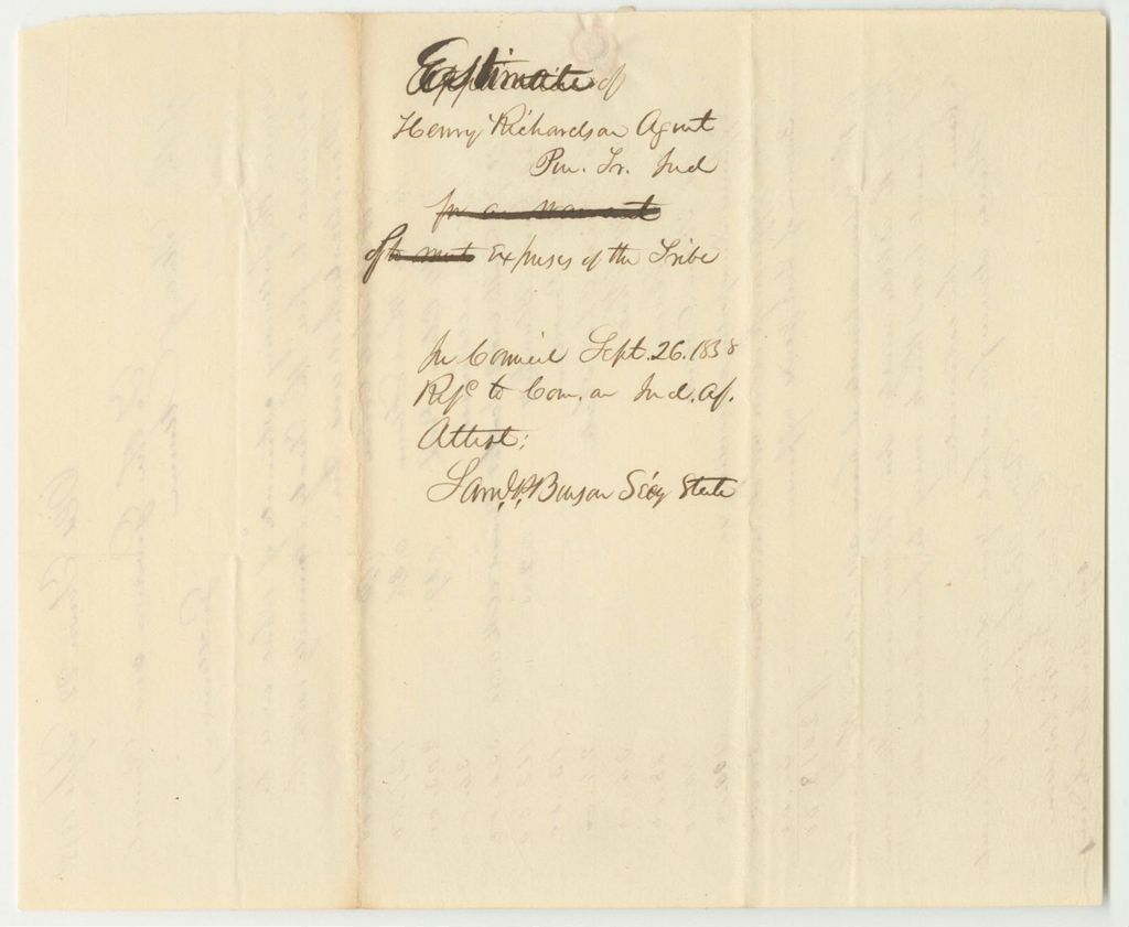 Miniature of Henry Richardson's Estimate for the Treaty Annuity with the Penobscot Tribe