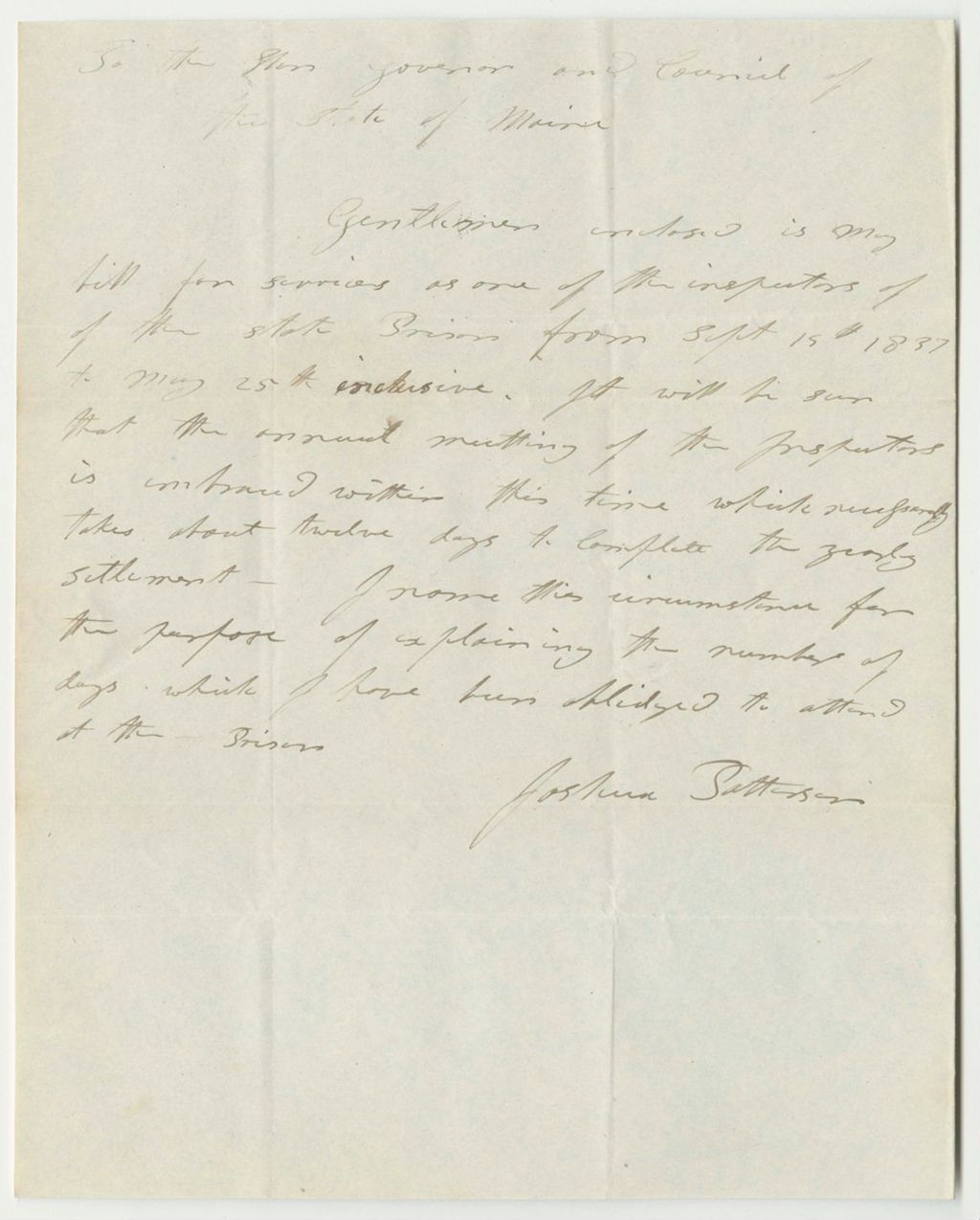 Miniature of Account of Joshua Patterson, State Prison Inspector