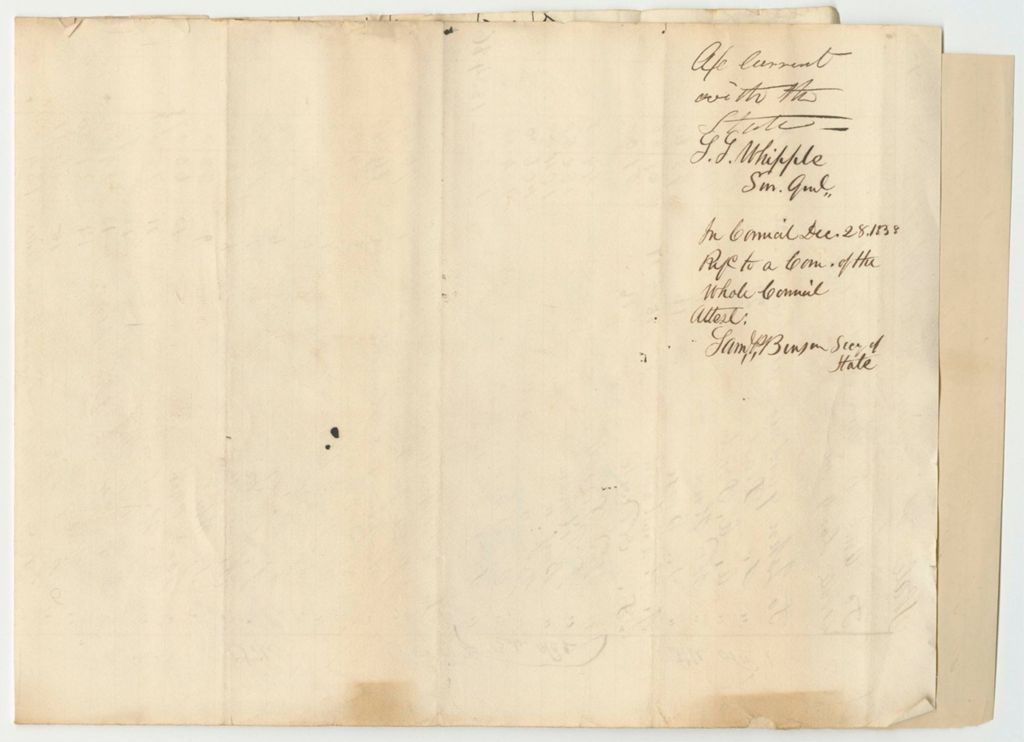 Miniature of Account of Shilomith S. Whipple, Surveyor General