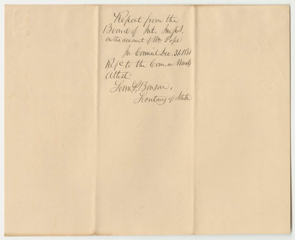Miniature of Report from the Board of Internal Improvements on the Account of William Pope