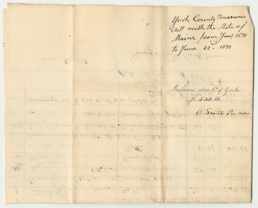 Miniature of Account of Henry Smith, Esq., Treasurer of York County