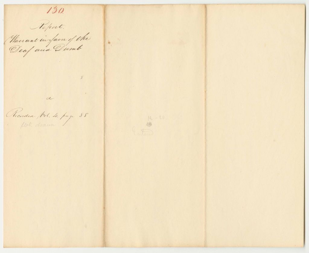 Miniature of Report 130: Report on the Warrant in Favor of the Deaf and Dumb