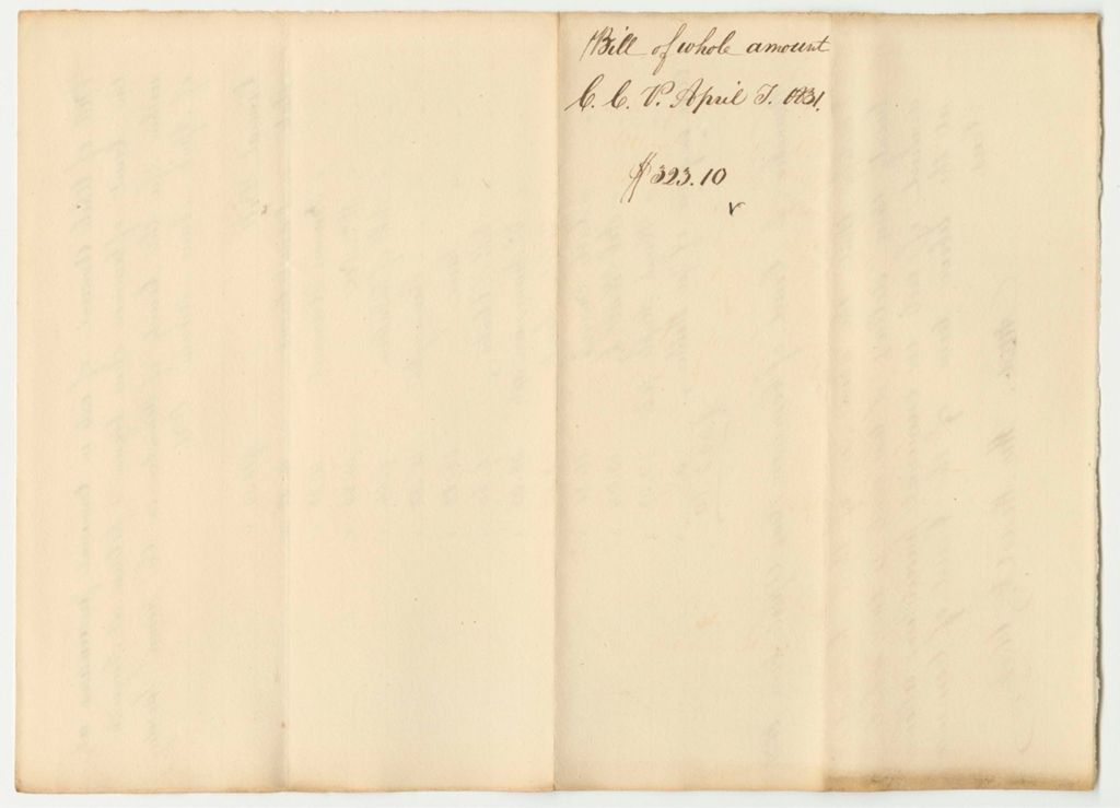 Miniature of Bill of Whole Amount of Costs in Criminal Prosecutions at the Court of Common Pleas Begun and Holden at Augusta, Within and for the County of Kennebec, April Term, 1831
