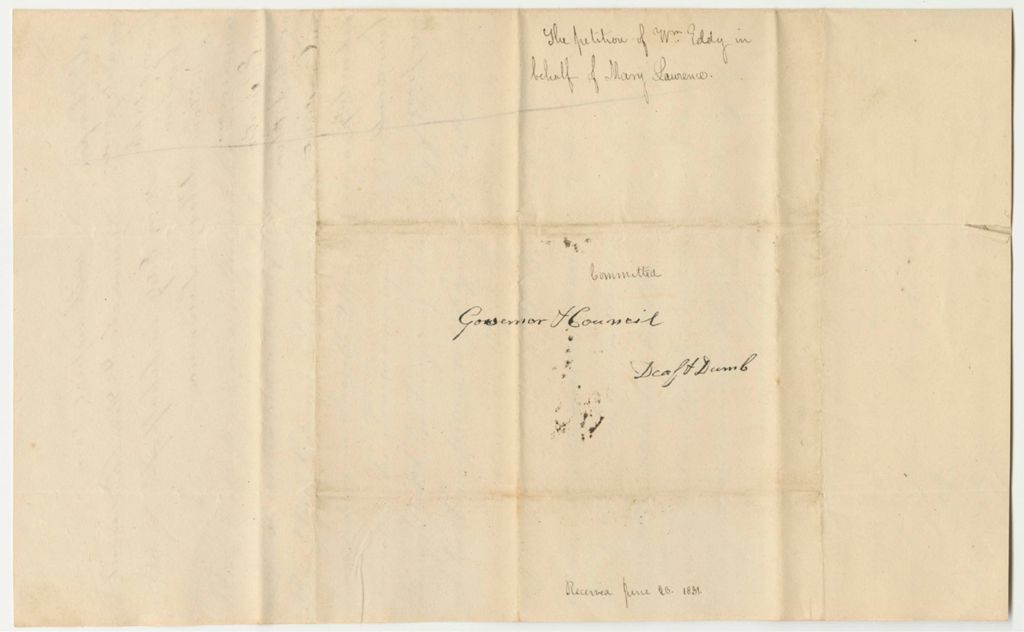 Miniature of Petition of William Eddy in Behalf of Mary Lawrence