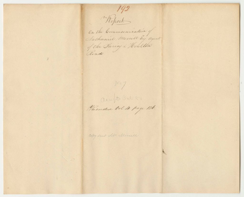 Miniature of Report 192: Report on the Communication on Nathaniel Merrill, Agent of the Baring and Houtlon Road
