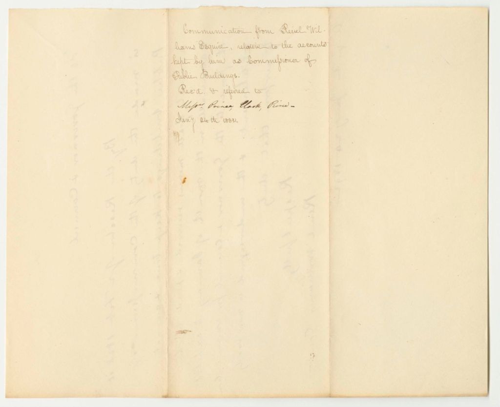 Miniature of Communication from Reuel Williams, Relative to the Accounts Kept by Him as Commissioner of Public Buildings