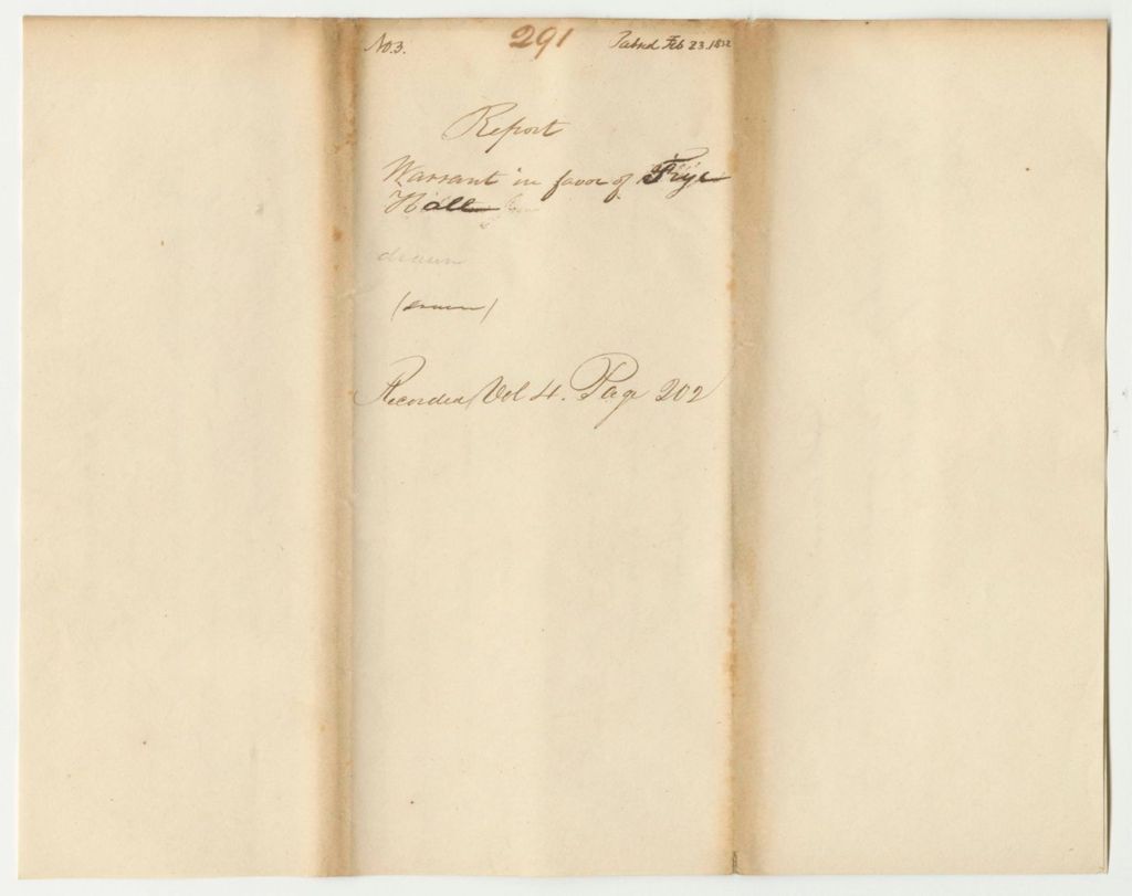Miniature of Report 291: Warrant in Favor of Frye Hall, Waldo County Treasurer