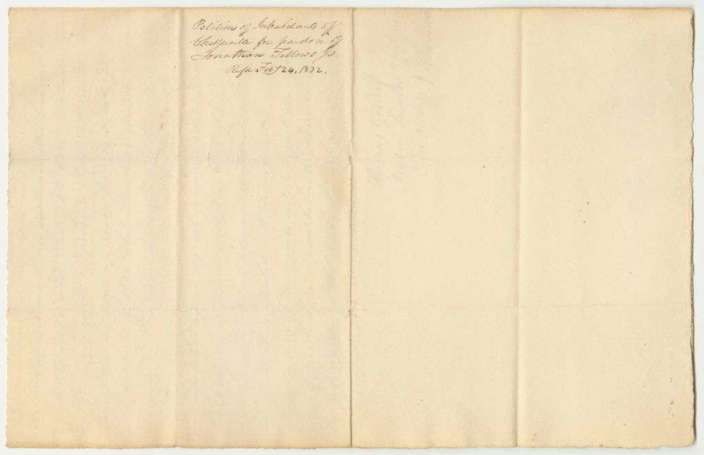 Miniature of Petition of the Inhabitants of Chesterville for the Pardon of Jonathon Fellows, Jr.