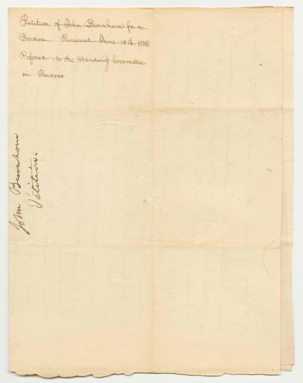 Miniature of Petition of John Burnham for a Pardon