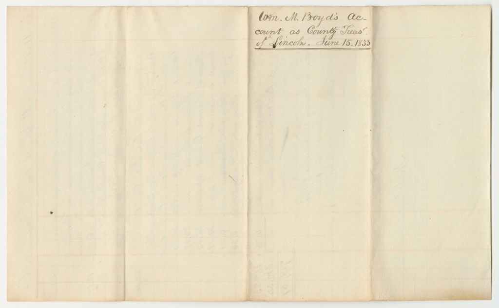 Miniature of Account of William M. Boyd, Lincoln County Treasurer