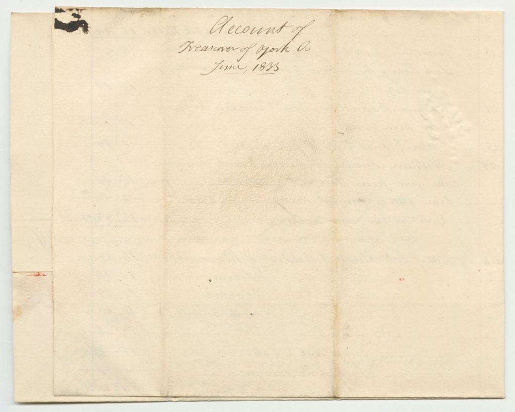 Miniature of Account of Samuel Burbank, York County Treasurer