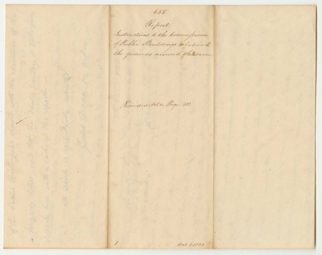 Miniature of Report 655: Report on Instructions to the Commissioner of Public Buildings Relative to the Grounds Around the Same