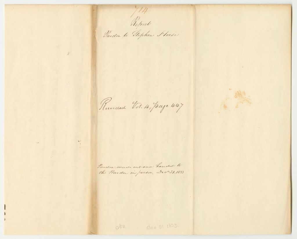 Miniature of Report 714: Report on a Pardon to Stephen Huse