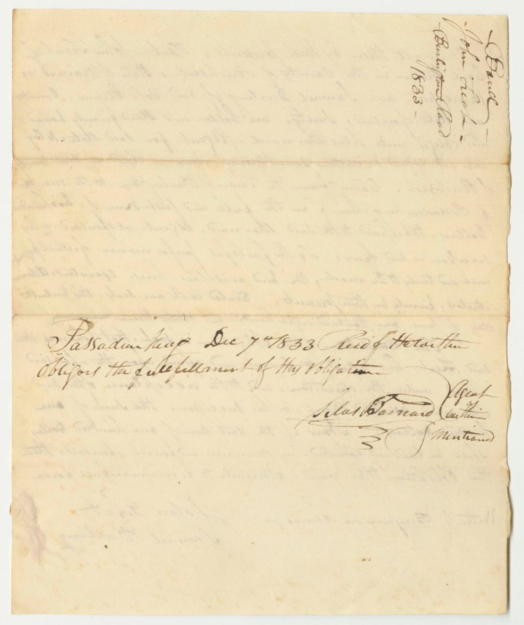 Miniature of Bond of John Treat and Samuel Darling