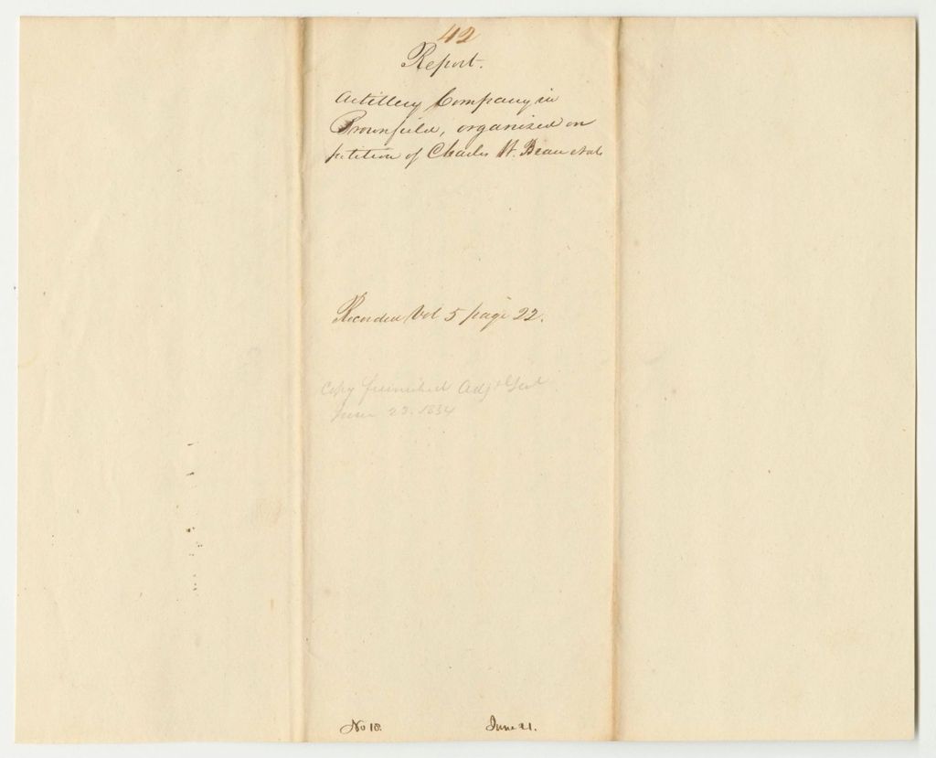 Miniature of Report 42: Report on the Artillery Company in Brownsfield, Organized on Petition of Charles W. Bean