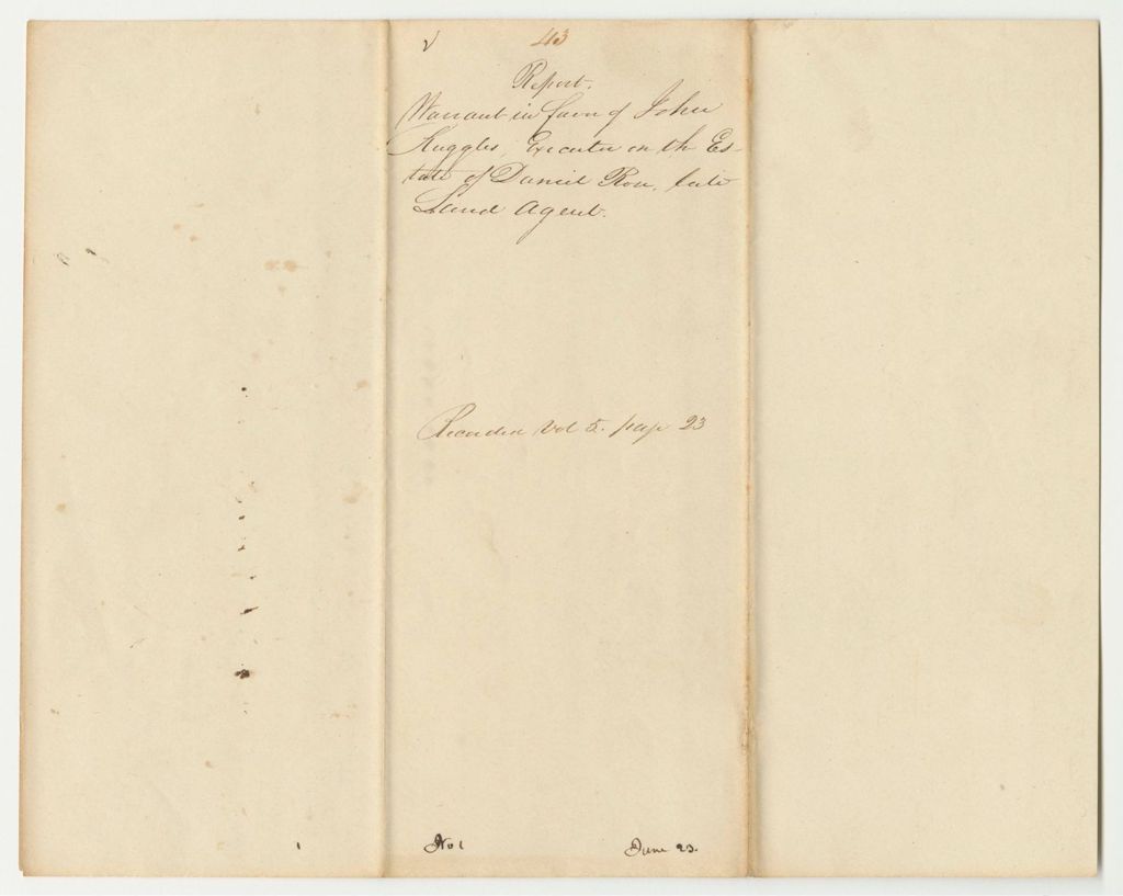 Miniature of Report 43: Warrant in Favor of John Ruggles, Executor of the Estate of Daniel Rose, Late Land Agent