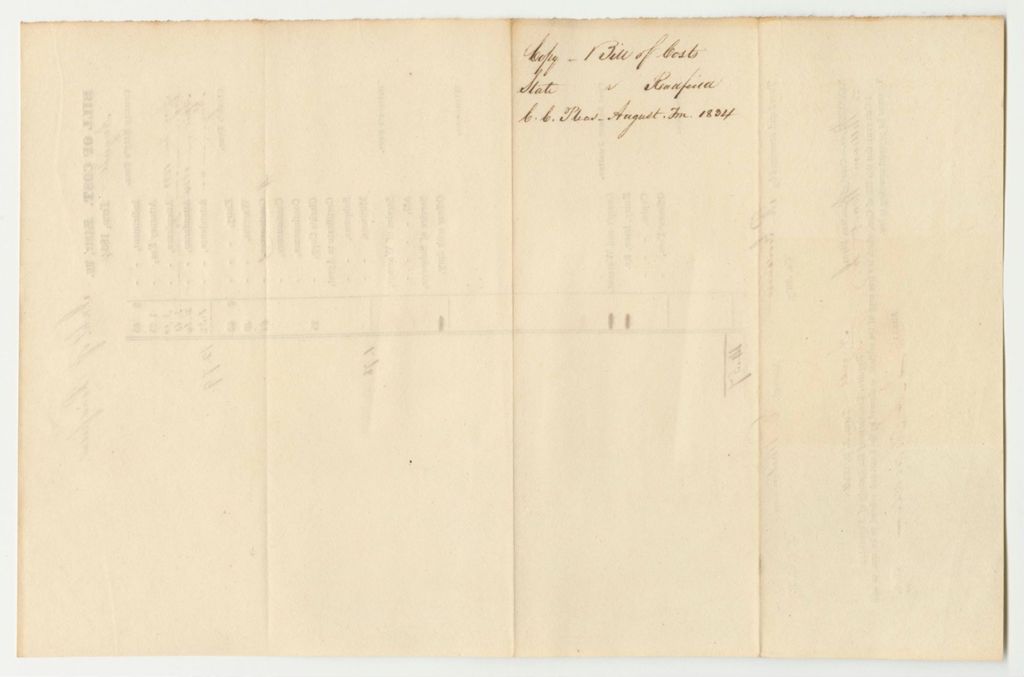 Miniature of Bills of Cost at the Court of Common Pleas of Kennebec County, August Term 1834