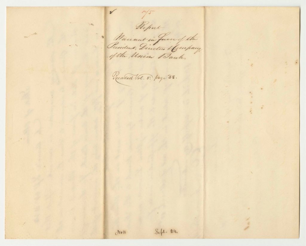 Miniature of Report 75: Warrant in Favor of the President, Directors, and Company of the Union Bank