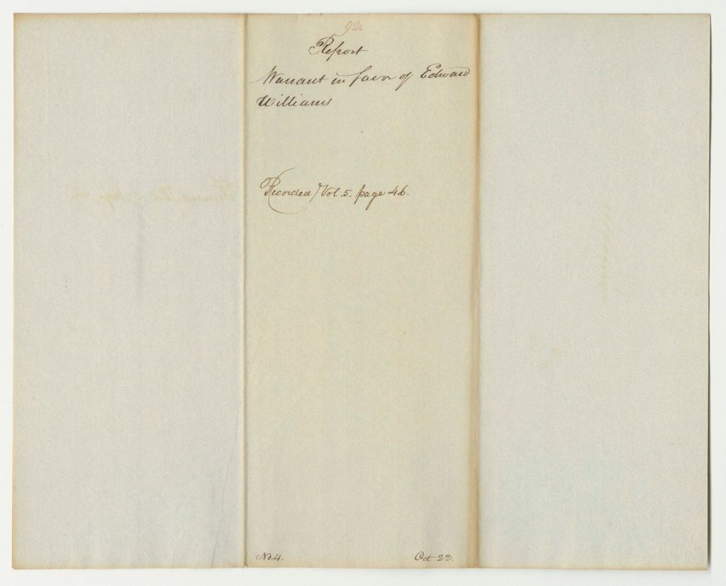 Miniature of Report 92: Warrant in Favor of Edward Williams for the Relief of the Suffering Inhabitants of Madawaska