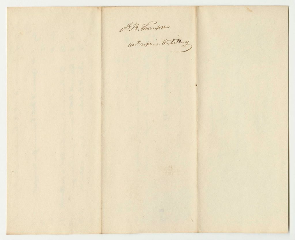 Miniature of Account of A.B. Thompson, Adjutant General, to Repair the Artillery