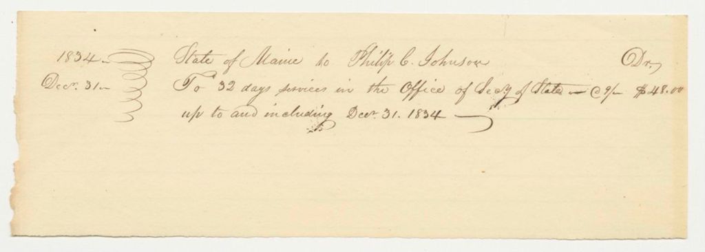 Miniature of Accounts of Philip C. Johnson, J. Berry, and Asaph R. Nichols, Clerks of in the Office of the Secretary of State