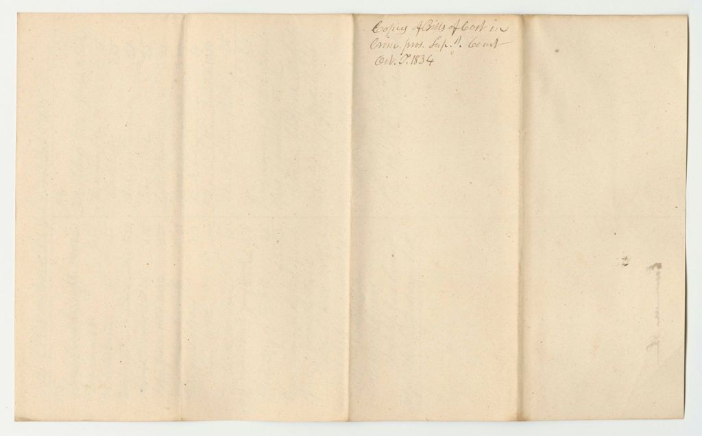 Miniature of Bills of Costs in Criminal Prosecution at the Supreme Judicial Court of Oxford County, October Term 1834