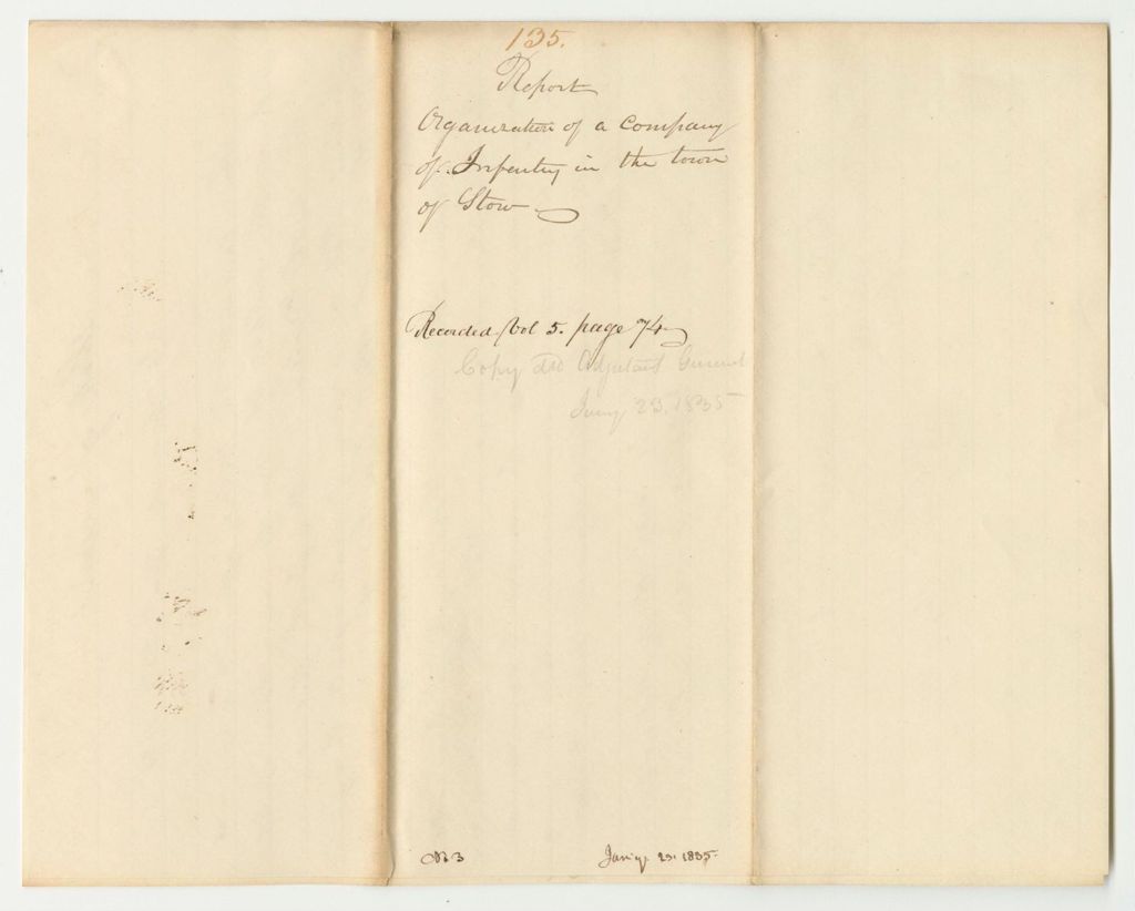 Miniature of Report 135: Report on the Organization of A Company of Infantry in the Town of Stow