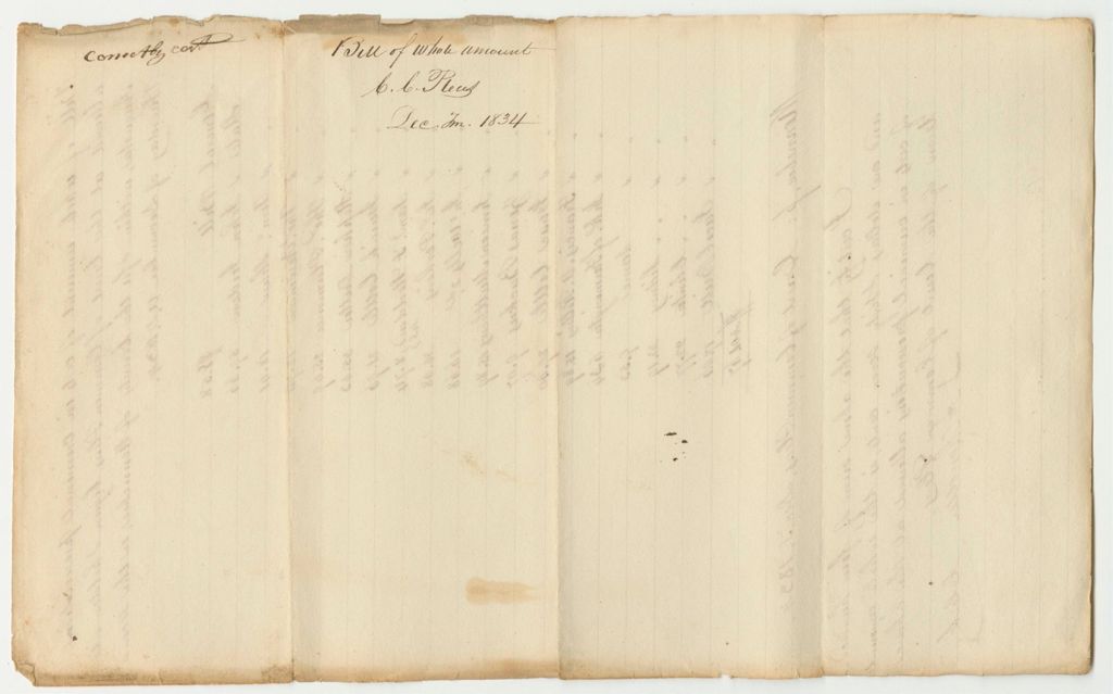 Miniature of Bill of Whole Amount of Costs in Criminal Prosecutions Allowed at the Court of Common Pleas, Begun and Holden at Augusta, Within and for the County of Kennebec, December Term 1834