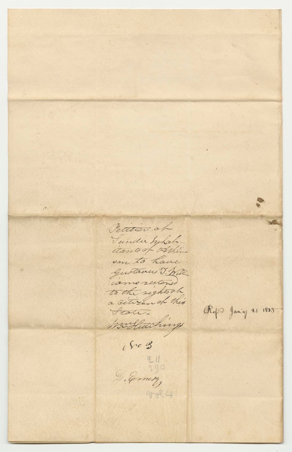 Miniature of Petition of Sundry Inhabitants of Atkinson to Have Gustavus T. Williams Restored to the Rights of a Citizen of This State