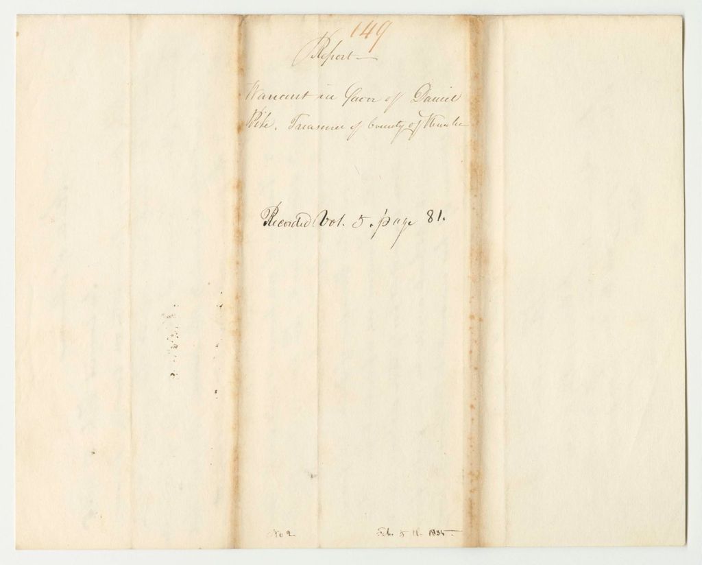 Miniature of Report 149: Warrant in Favor of Daniel Pike, Treasurer of Kennebec County