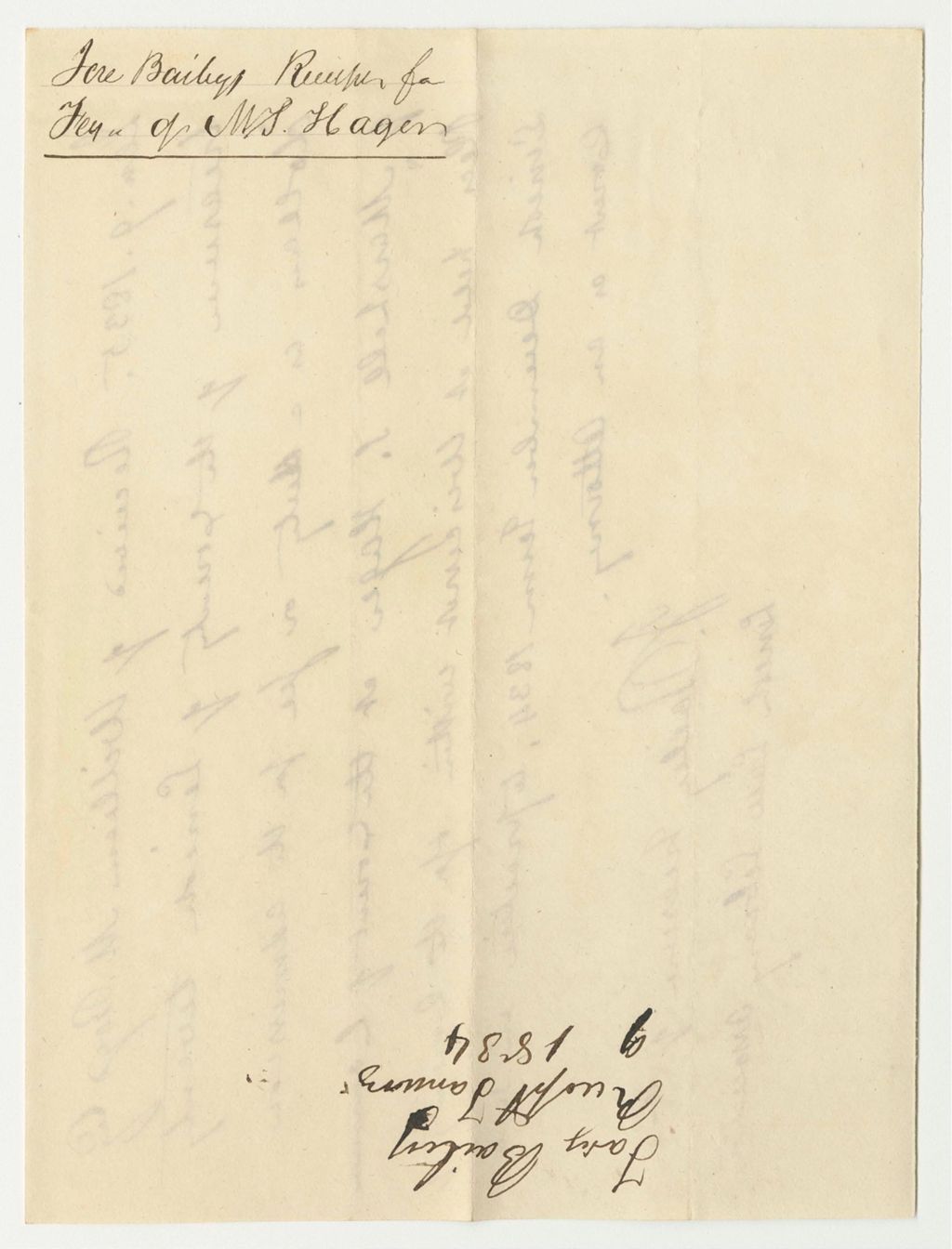 Miniature of Jeremiah Bailey's Receipt for Marshall S. Hager's Admission Fee to Practice Law at the Court of Common Pleas in Lincoln County